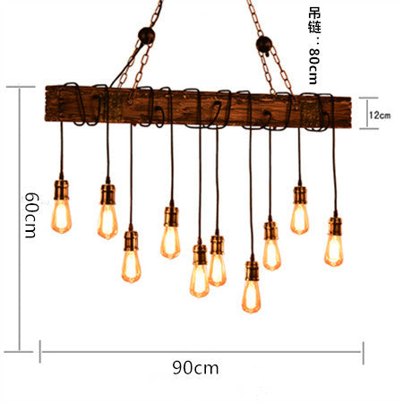 HEIKESZ American Retro Industrial Style Chandelier Restaurant Bar Bar Table Restaurant Lamps Balsa Boat Wood Distressed Strip Multi-Head Light LED Light for Bedroom Night Aesthetic Room Lamp