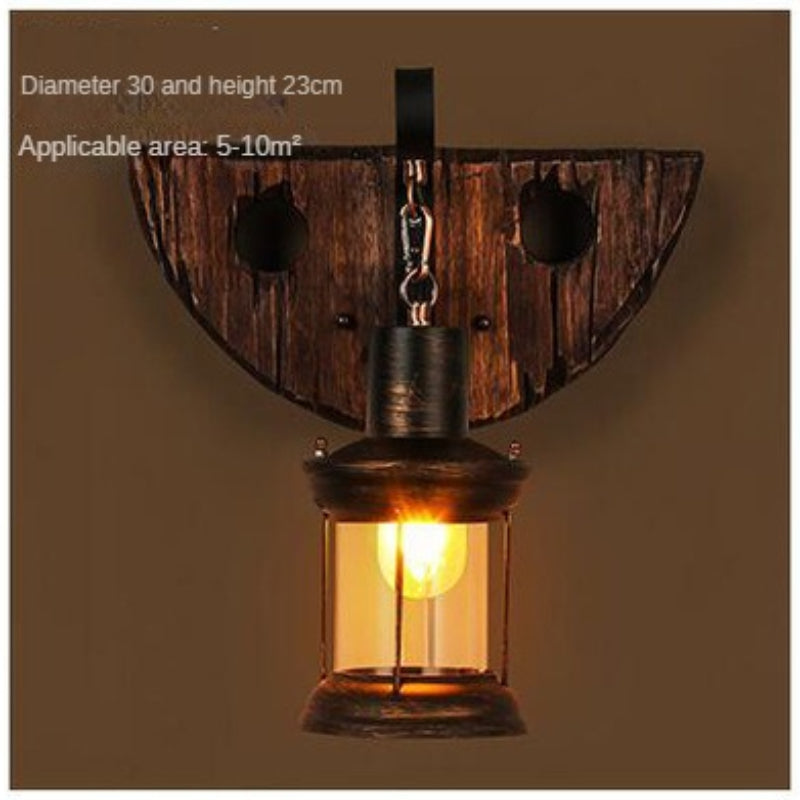 HEIKESZ American Retro Balsa Boat Wood Wall Lamp Dining Room Coffee Shop Light Loft Industrial Style Creative Bar Aisle Nostalgic Lamp LED Light for Bedroom Night Aesthetic Room Lamp