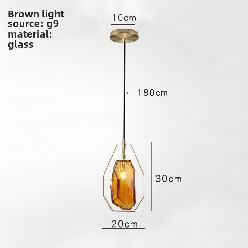 HEIKESZ Nordic restaurant chandelier bedroom bedside modern simple glass designer bar desk study brown soot chandelier lamp light fixtures for celling light