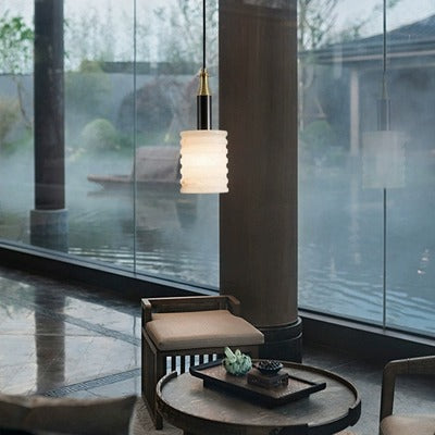 HEIKESZ Modern Chinese Creative Simple Luxury Bedroom Chandelier Spain Marble Long Line Single Head Ceiling Light Fixtures for Bedroom