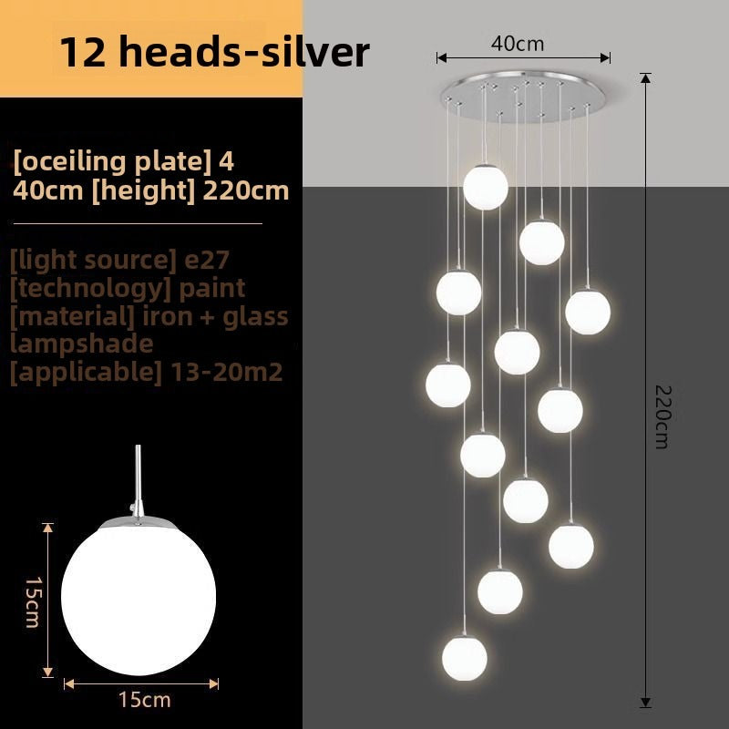 HEIKESZ Nordic modern simple revolving staircase long chandelier duplex building apartment high villa living room building middle floor chandelier lamp light fixtures for celling light