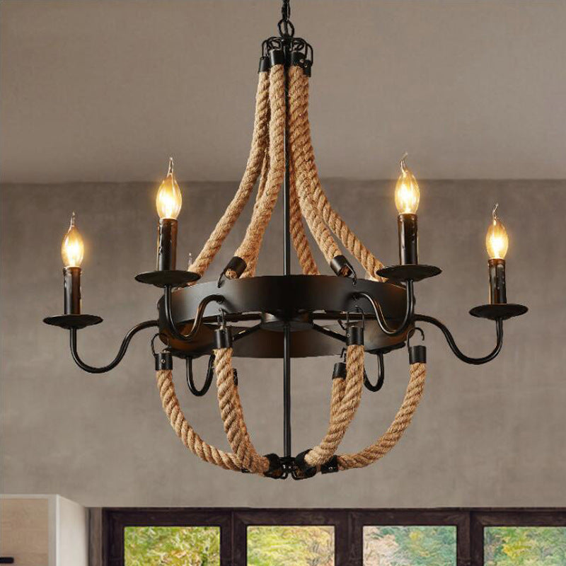 HEIKESZ American Country Creative Restaurant Cafe up and down Rope Light Vintage Pastoral Style Clothing Store Commercial Industrial Chandelier LED Light for Bedroom Night Aesthetic Room Lamp