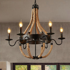 HEIKESZ American Country Creative Restaurant Cafe up and down Rope Light Vintage Pastoral Style Clothing Store Commercial Industrial Chandelier LED Light for Bedroom Night Aesthetic Room Lamp