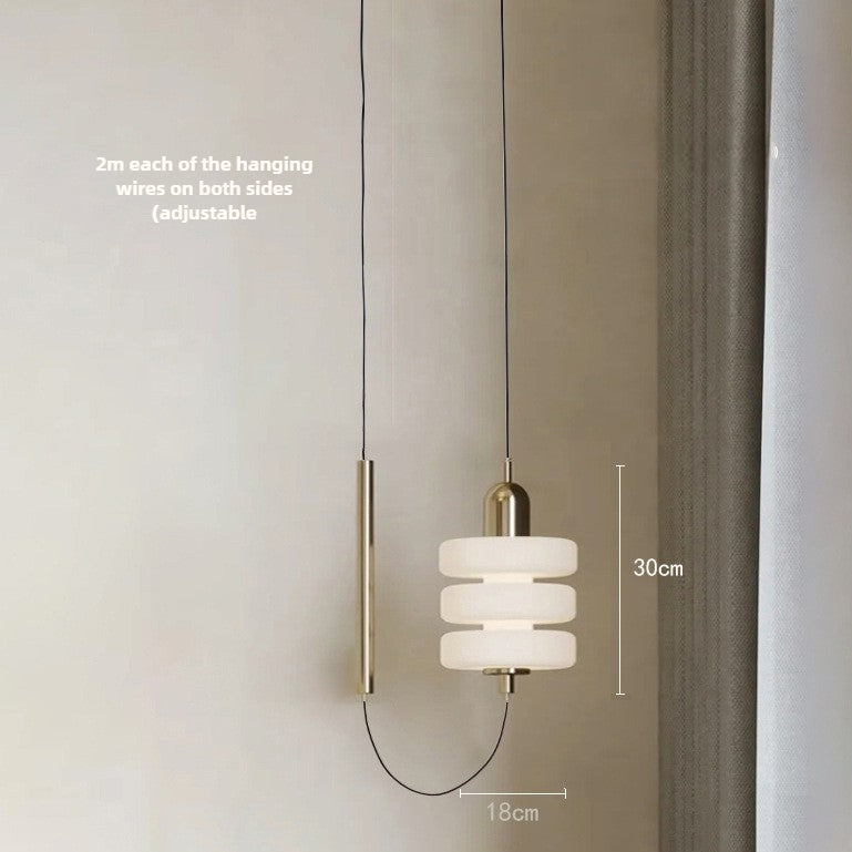 HEIKESZ Factory direct sales Internet celebrity bedroom bedside glass chandelier designer minimalist dining table bar line light milk white lamp light fixtures for celling light