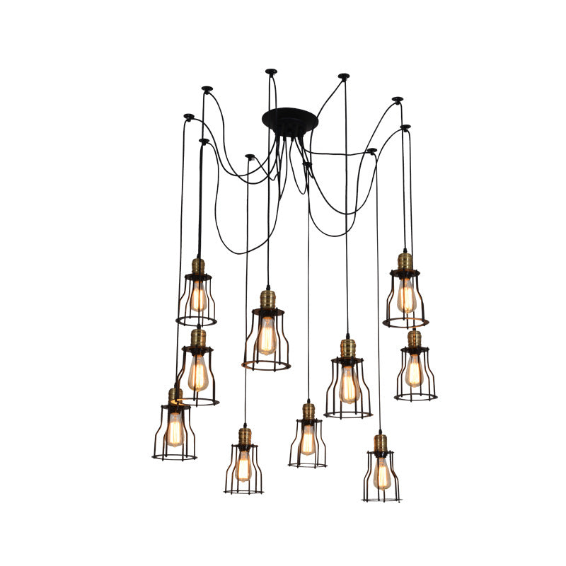 HEIKESZ LOFT Industrial Style Iron Cage Pendant Lamp Living Room Dining Room Coffee Shop Vintage Clothing Store Bar Bar Internet Bar Restaurant Decoration Lamp LED Light for Bedroom Night Aesthetic Room Lamp