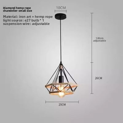 HEIKESZ Vintage Industrial Rope Pendant Light Creative Mongolian Yurt Style for Cafe Restaurant Bar Counter