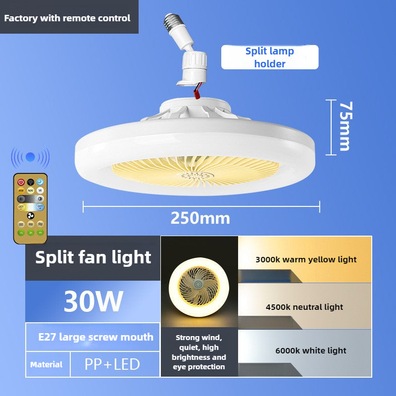 New LED Fan Light E27 Screw Bulb Removable Energy Saving Remote Control Stepless Dimming Ceiling Lamp