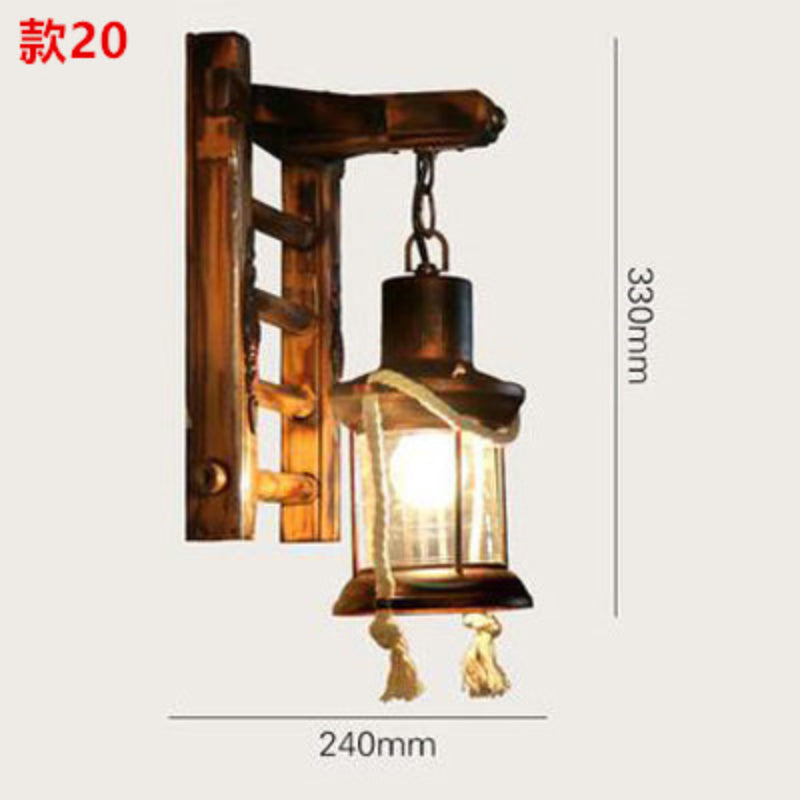 HEIKESZ American Retro Balsa Boat Wood Wall Lamp Dining Room Coffee Shop Light Loft Industrial Style Creative Bar Aisle Nostalgic Lamp LED Light for Bedroom Night Aesthetic Room Lamp