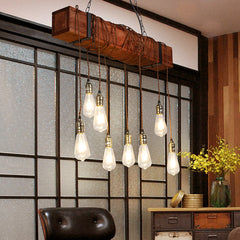 HEIKESZ American Retro Industrial Style Chandelier Restaurant Bar Bar Table Restaurant Lamps Balsa Boat Wood Distressed Strip Multi-Head Light LED Light for Bedroom Night Aesthetic Room Lamp