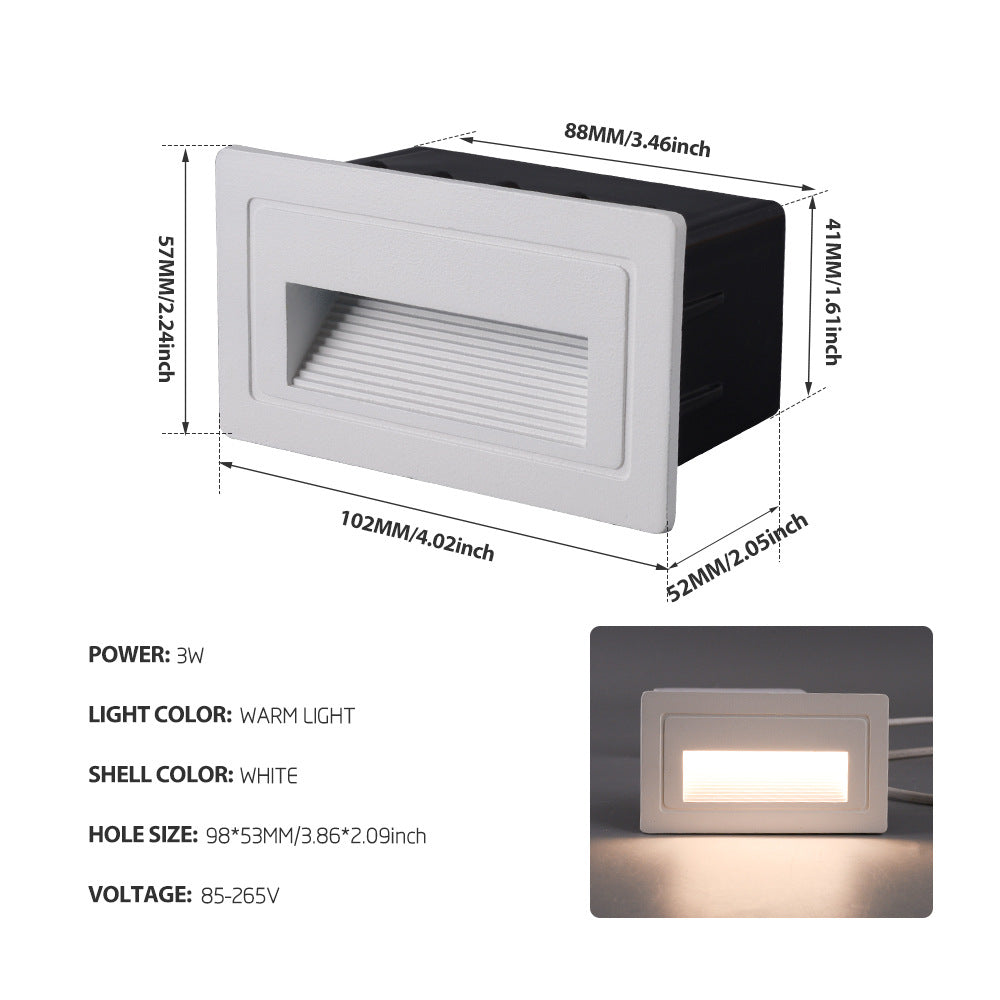 Heikesz Waterproof LED Step Light Outdoor Concealed Stair Ladder Footlight Embedded Wall Lamp for Safe Night Lighting