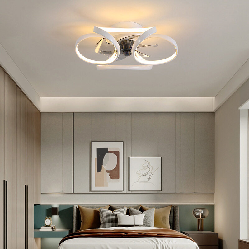 HEIKESZ Nordic Luxury Ceiling Fan with LED Light and Remote Control for Bedroom Living Room Dining Room