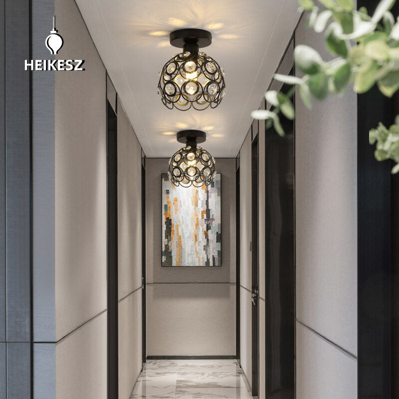 HEIKESZ Creative Unique Crystal Aisle Corridor Light Simple Modern Hallway Entrance Foyer European Balcony Small Ceiling Light american style retro outdoor indoor retro bedroom lamp american-style Industrial wind