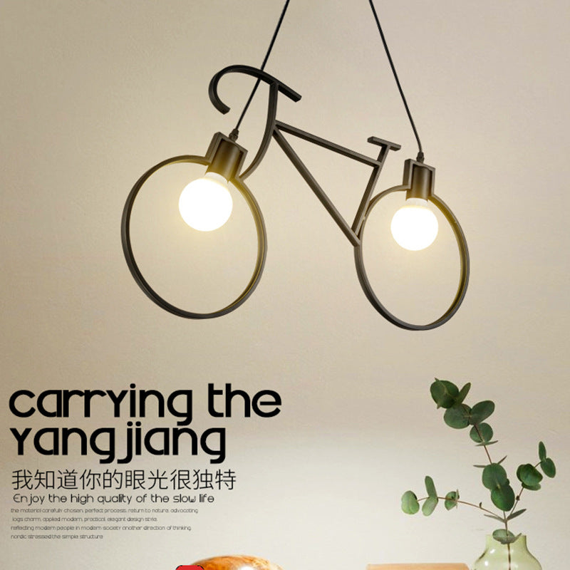 HEIKESZ Modern Minimalist Creative Bicycle Chandelier Living Room Bedroom Children's Room Balcony Study Room Decoration Bar Counter Iron Droplight LED Light for Bedroom Night Aesthetic Room Lamp