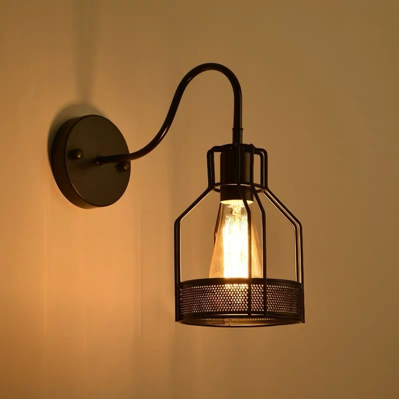 HEIKESZ Loft Vintage Industrial Style Pot Cover Wall Lamp American Simple Iron Wall Lamp Aisle Corridor Warehouse Balcony Dining-Room Lamp LED Light for Bedroom Night Aesthetic Room Lamp