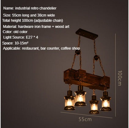 HEIKESZ American Retro Industrial Style Restaurant Coffee Shop Boat Wooden Chandelier Creative Bar Restaurant Box Nostalgic Wood Lamps LED Light for Bedroom Night Aestitic Room Lamp