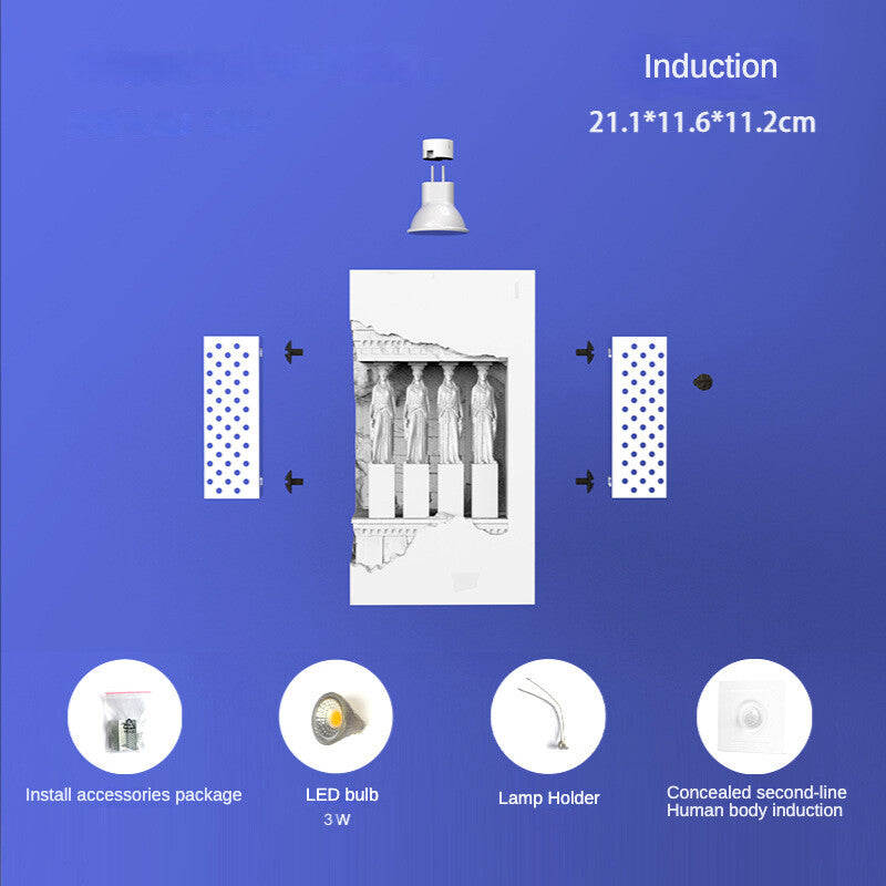 Gypsum Induction Night Light Bedside Corridor Aisle Gypsum Lamp Embedded Corner Plaster Wall Lamp B &amp; B Ambience Light