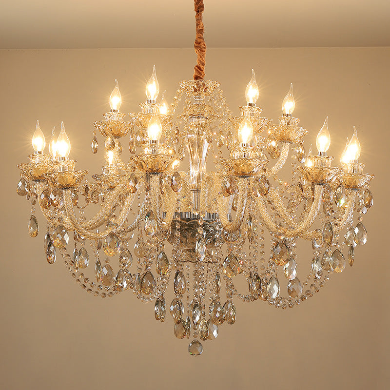 HEIKESZ French Chandelier Crystal Ceiling Light Modern Simple Living Room Bedroom Study European Restaurant Hotel Lobby Lighting Fixture