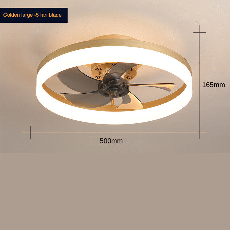 HEIKESZ Nordic Ceiling Fan Light with LED Strip Modern Minimalist Design Invisible Fan Lamp for Bedroom Dining Room Home Living Room