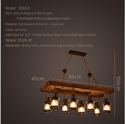 HEIKESZ 【One-year warranty, free shipping】American Retro Industrial Style Restaurant Coffee Shop Boat Wooden Decorative Chandelier Creative Bar Restaurant Box Nostalgic Lamps