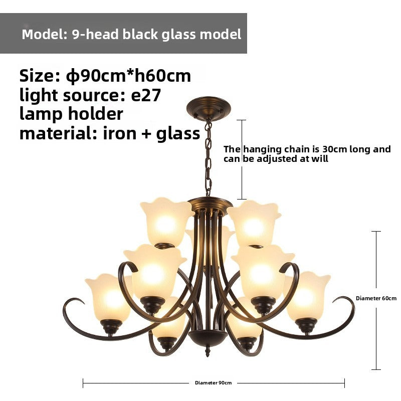 HEIKESZ Modern Luxury Iron Crystal Ceiling Light Zhongshan Lighting for Dining Room Villa Hall Bedroom Simple American Style Chandelier