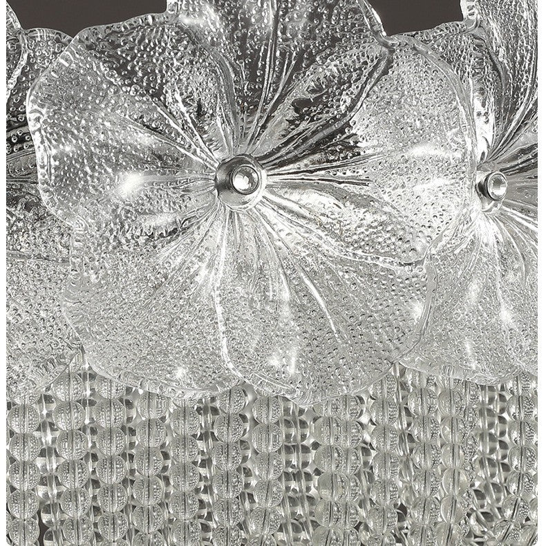 HEIKESZ Full Spectrum French Luxury Crystal Flower Ceiling Light for Living Room Bedroom Dining Room Glass Design