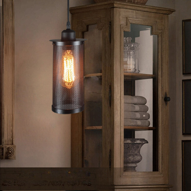 HEIKESZ Retro Industrial Style Single-Head Balcony Art Restaurant Bar Counter Attic Iron Net Explosion-Proof Creative Edison Chandelier american style retro outdoor indoor retro bedroom lamp american-style Industrial wind