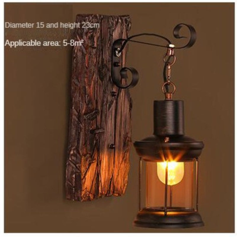 HEIKESZ American Retro Balsa Boat Wood Wall Lamp Dining Room Coffee Shop Light Loft Industrial Style Creative Bar Aisle Nostalgic Lamp LED Light for Bedroom Night Aesthetic Room Lamp