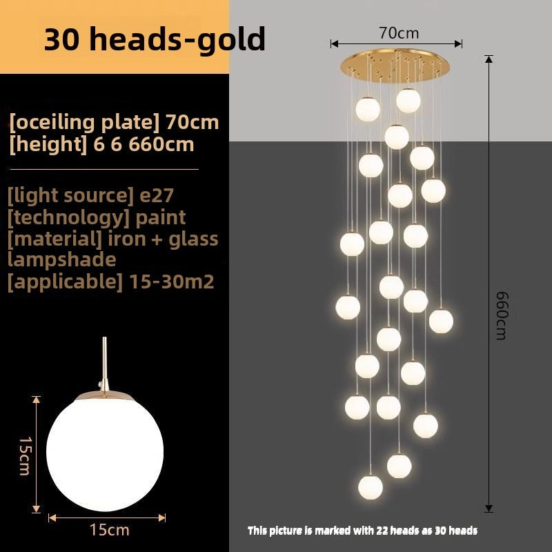 HEIKESZ Nordic modern simple revolving staircase long chandelier duplex building apartment high villa living room building middle floor chandelier lamp light fixtures for celling light