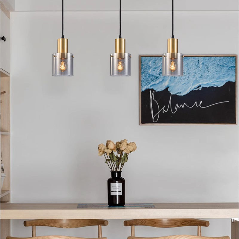 HEIKESZ Modern Luxury Nordic Droplight Electroplated Smoky Gray Glass Lamp for Living Room Bedroom Dining Room Ceiling Lighting