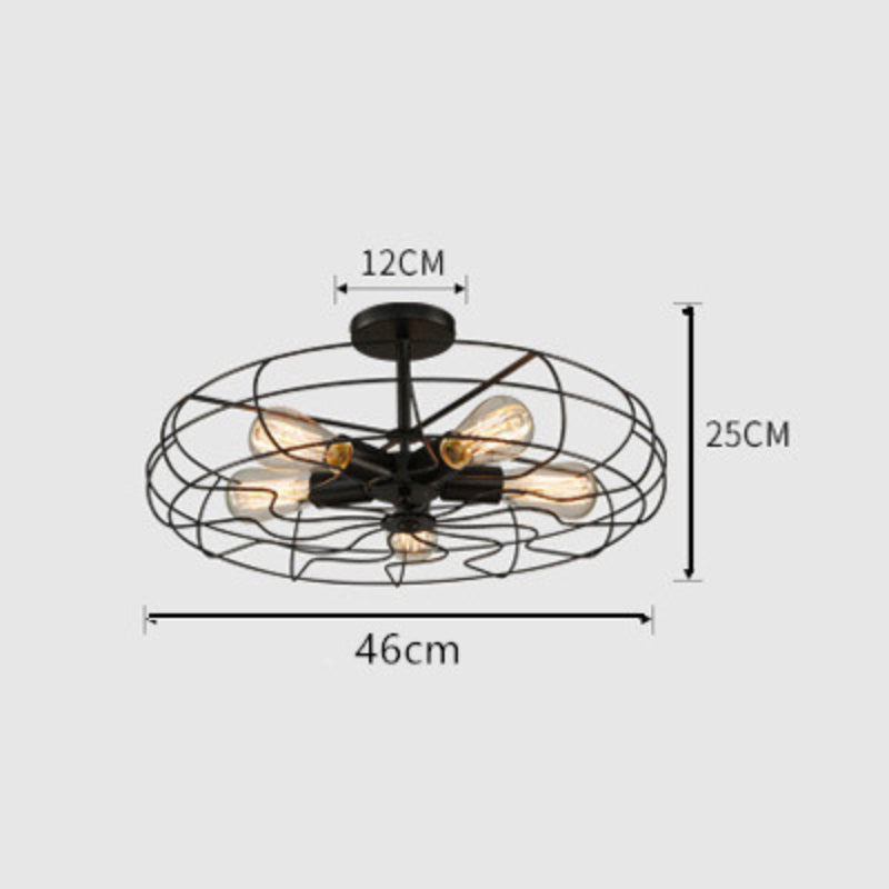 HEIKESZ LOFT Industrial Style Guest Dining Cafe Chandelier American Retro Iron Art Fan Ceiling Lamp Bar Counter Net Coffee Pendant Lamp LED Light for Bedroom Night Aesthetic Room Lamp