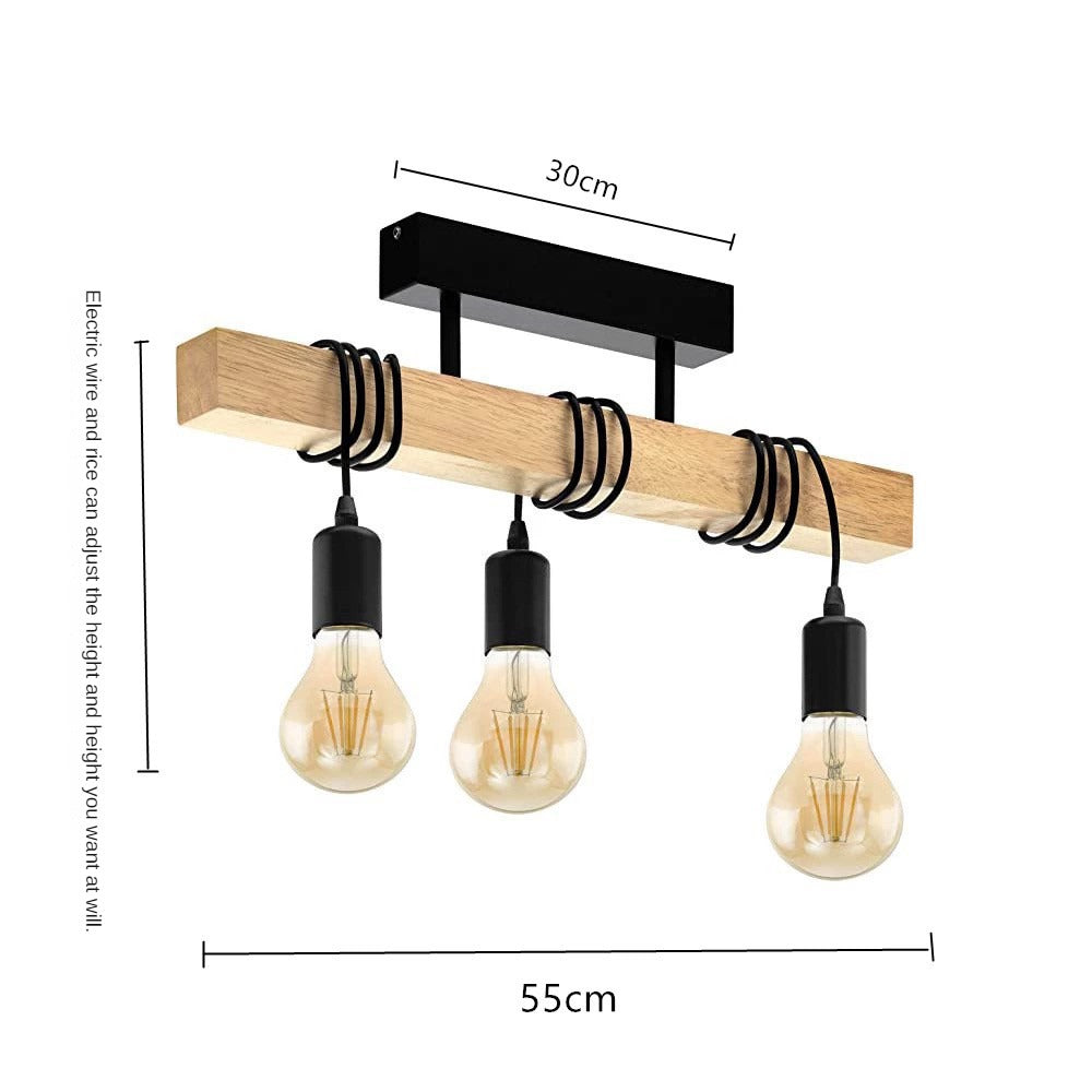 HEIKESZ Customer Dining Room and Study Room Coffee Shop Retro Industrial Style Clothing Store Bar Aisle Creative Lampshade Wood Strip Chandelier LED Light for Bedroom Night Aestitic Room Lamp