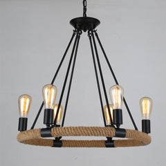 HEIKESZ American Country Double Layer Rope Ceiling Lamp Nordic Cafe Creative Lamps Retro Bedroom Chandelier american style retro outdoor indoor retro bedroom lamp american-style Industrial wind