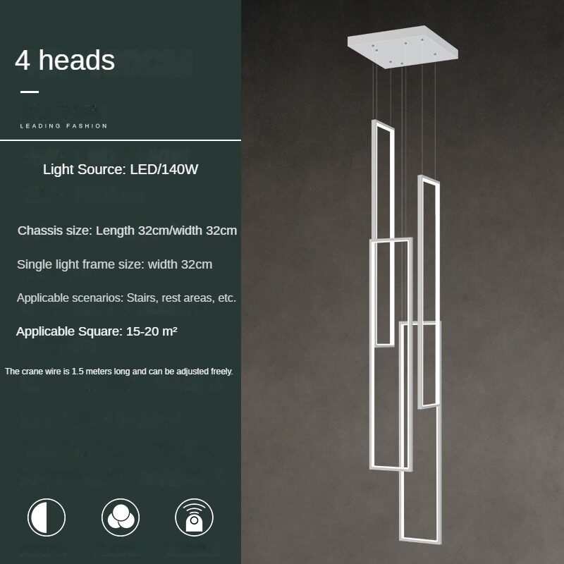 HEIKESZ Stair Chandelier Modern Simple Rotating LED Light Nordic Minimalist Design for Duplex Villa Restaurant Bar Ceiling Pendant
