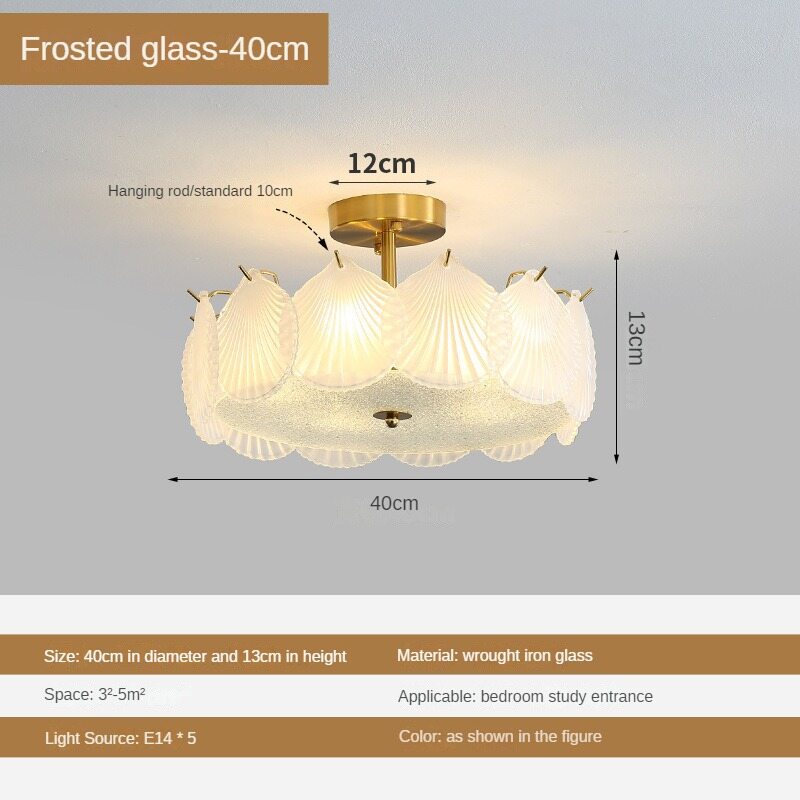 New Living Room Crystal Glass Ceiling Lamp Internet Celebrity Romantic Shell Crystal Ceiling Lamp Modern Princess Room Bedroom Light