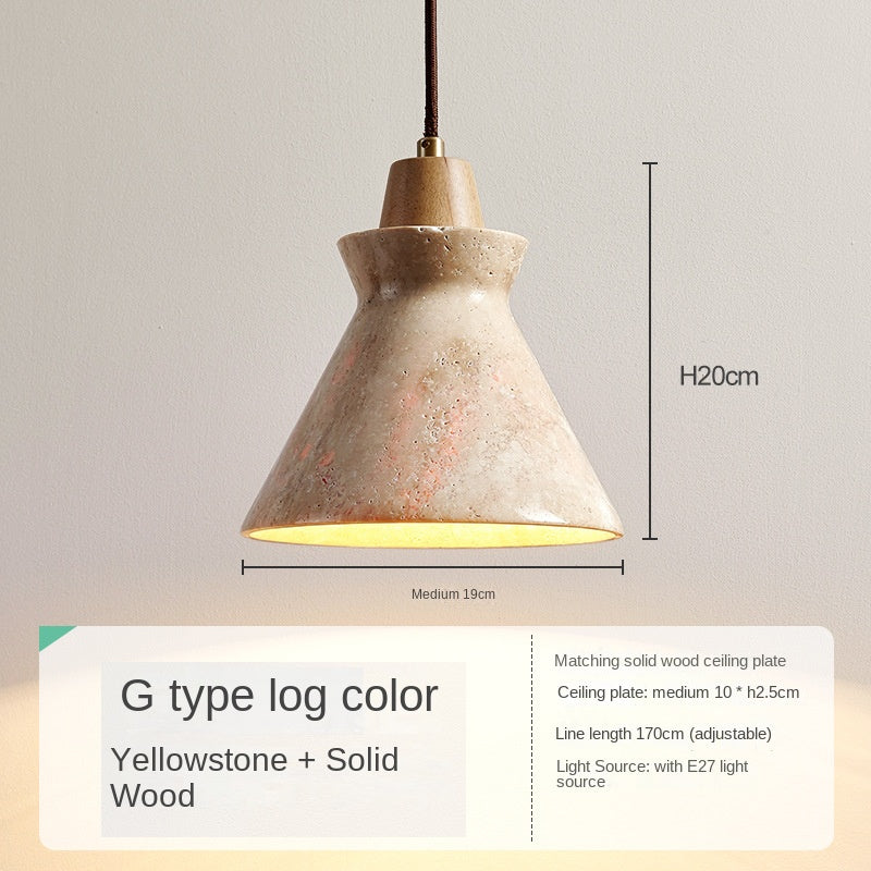 HEIKESZ Cream Style Retro Chandelier Small Droplight for Bedside Dining Room Bar Counter Yellow Cave Stone Design