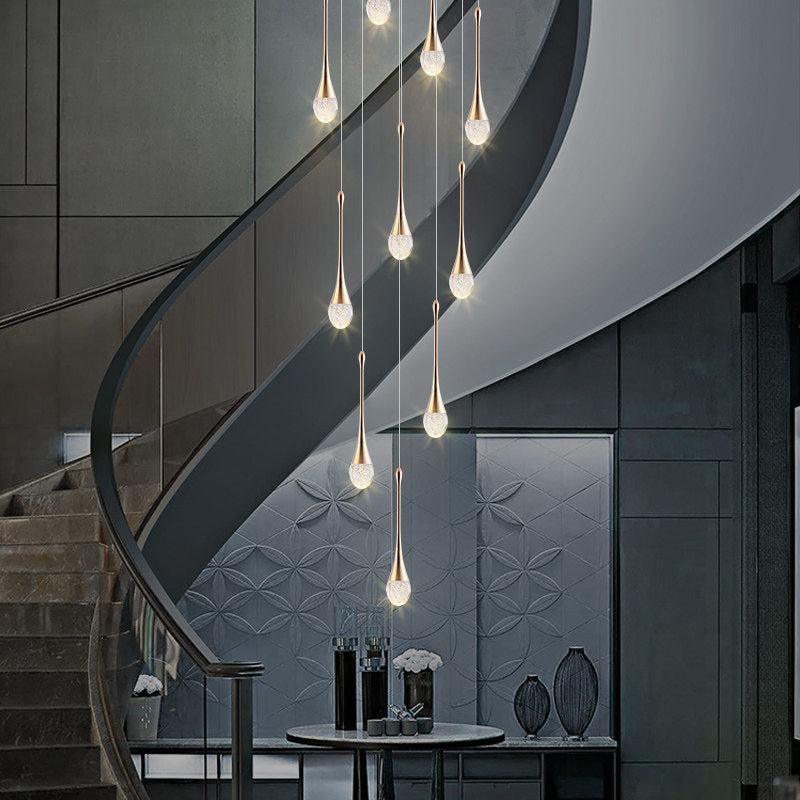 HEIKESZ Modern Minimalist Staircase Chandelier Creative Crystal Design for Duplex Villa Restaurant Living Room Bedroom Ceiling Lighting