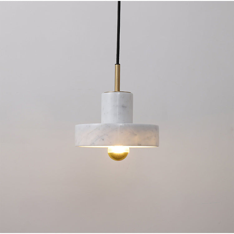 HEIKESZ Modern Single Three Head Small Droplight Nordic Brass Marble Planet Chandelier for Bedroom Living Room Decor