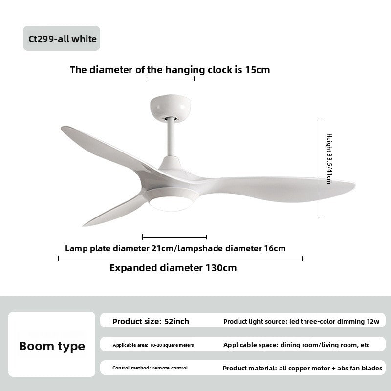 HEIKESZ 52 Inch Smart Ceiling Fan Light with Remote Control Variable Speed for Living Room Bedroom Nordic Style Home Decor