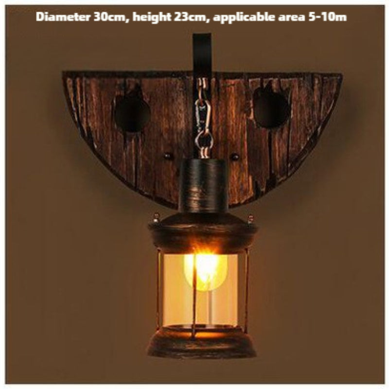 HEIKESZ American retro boat wood wall lamp restaurant shop lamp loft industrial style creative bar counter aisle nostalgic lamp
