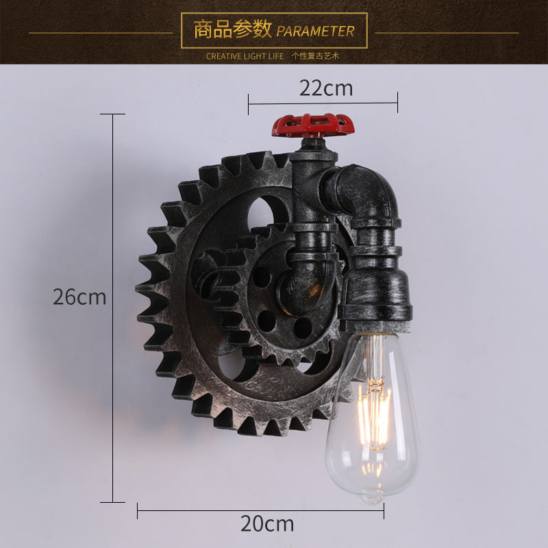 HEIKESZ Industrial Style Creative Guest Restaurant Coffee Hotel Bar Aisle Corridor Snack Hot Pot Shop Personality Gear Wall Lamp LED Light for Bedroom Night Aesthetic Room Lamp