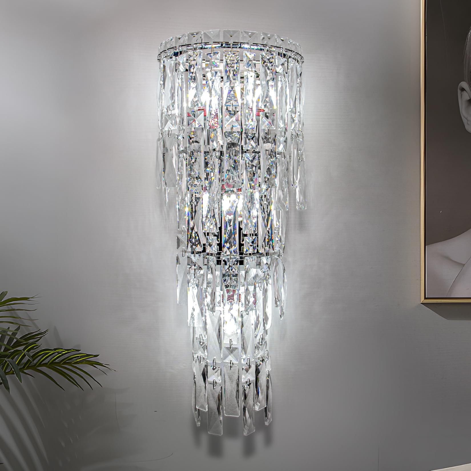 HEIKESZ Cross Border Luxury Crystal Wall Light Bedroom Nightstand Lamp French Sconce for Living Room Background Wall Ambience