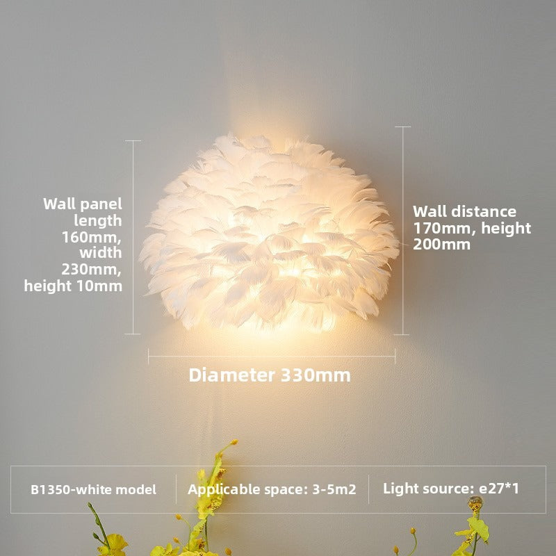 HEIKESZ Feather Wall Sconce 2026 Trendy Design Minimalist Aesthetic Cozy Romantic Bedside Lighting for Modern Home