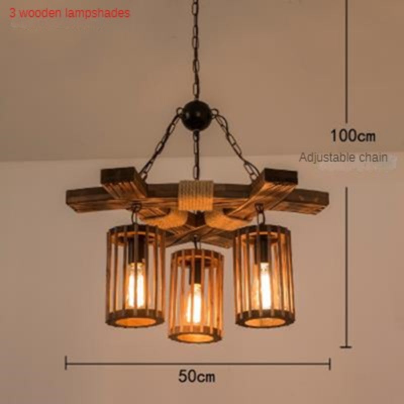 HEIKESZ Retro Personality Woodcraft Ceiling Lamp Restaurant Bar Coffee Shop Pub Snack Milk Tea Hot Pot Restaurant Creative Industrial Storm Lantern LED Light for Bedroom Night Aesthetic Room Lamp