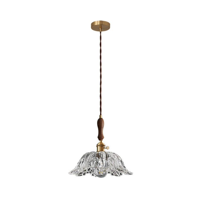 Vintage Pendant Light Mid Century Modern Bedroom Ceiling Lamp Walnut Wood Retro Wabi Sabi Japanese Style Cream Aesthetic Dining Room Corridor Hanging Light