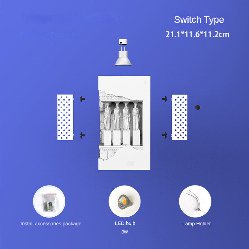 Gypsum Induction Night Light Bedside Corridor Aisle Gypsum Lamp Embedded Corner Plaster Wall Lamp B &amp; B Ambience Light
