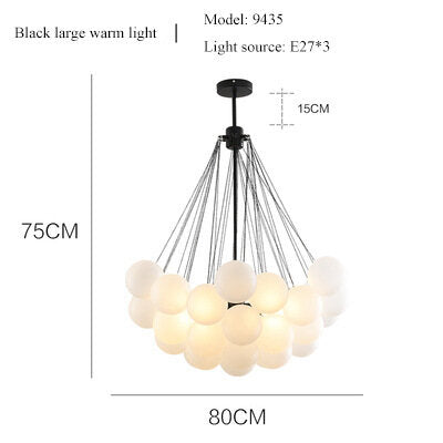 Nordic Light Luxury Glass Ball Chandelier Lamp in the Living Room Bedroom Light Model Room Lamp Clothing Store Modern Minimalist Dining Chandelier