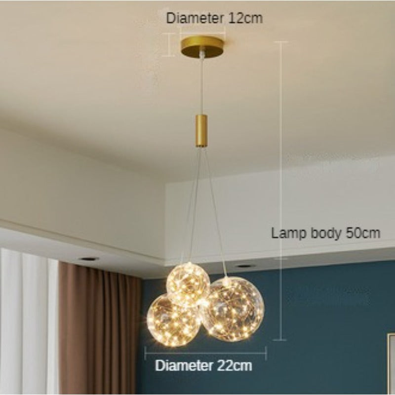 HEIKESZ Nordic Glass Hanging Lamp Minimalist Starry Soap Bubble Ball Lighting for Living Room Bedroom Restaurant Decor