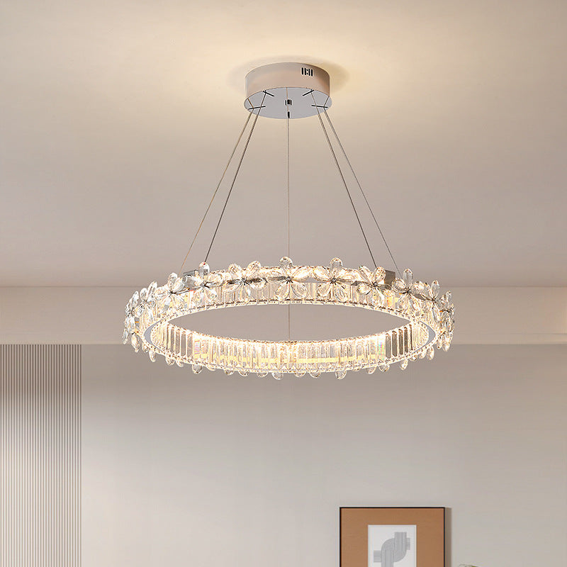 HEIKESZ Bedroom modern light luxury living room lamp designer creative warm flower crystal chandelier art round dining room lamp light fixtures for celling lights
