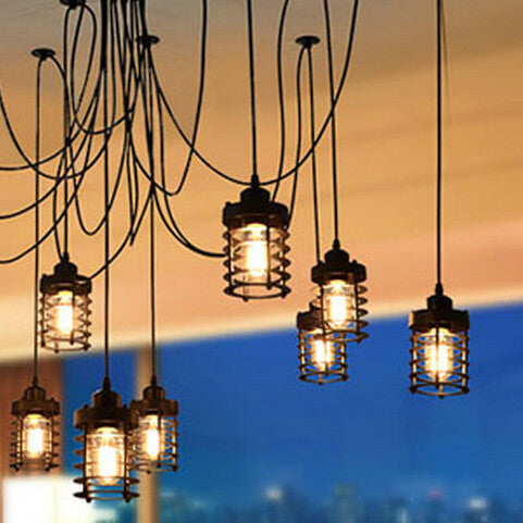 HEIKESZ Flat Iron Frame Fairy Loose Flower Chandelier Retro American Industrial Lamp Personality DIY Starry Art Chandelier american style retro outdoor indoor retro bedroom lamp american-style Industrial wind
