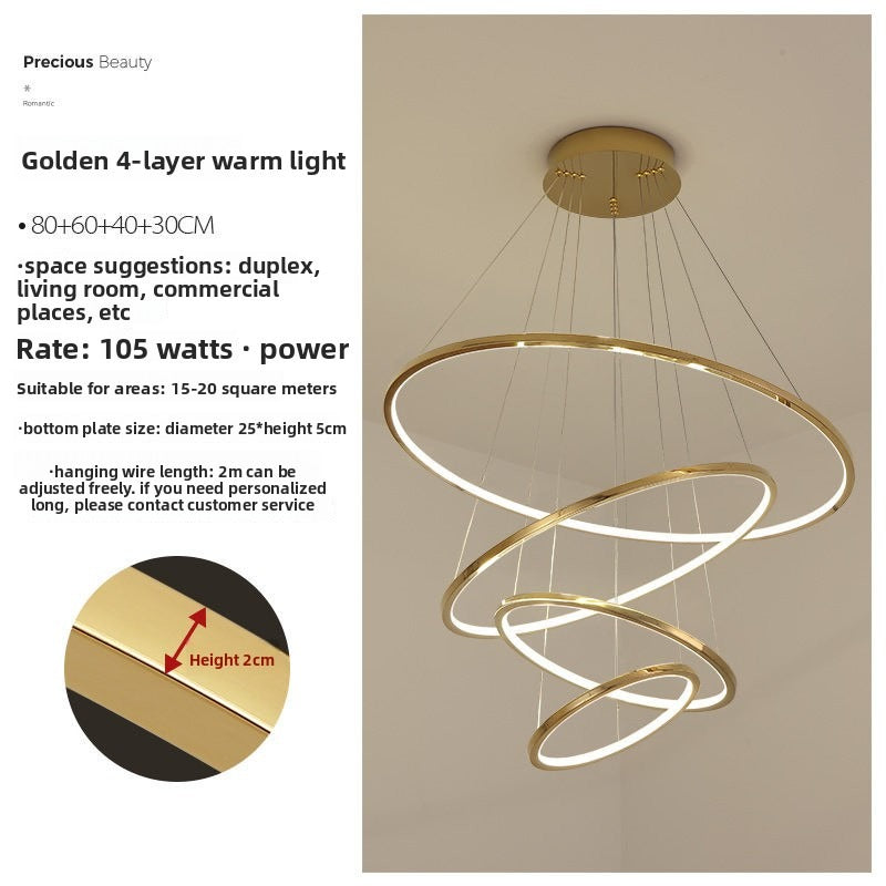 HEIKESZ Cross Border Stainless Steel LED Chandelier for Villa Duplex Living Room Dining Room Decoration Modern Ceiling Light